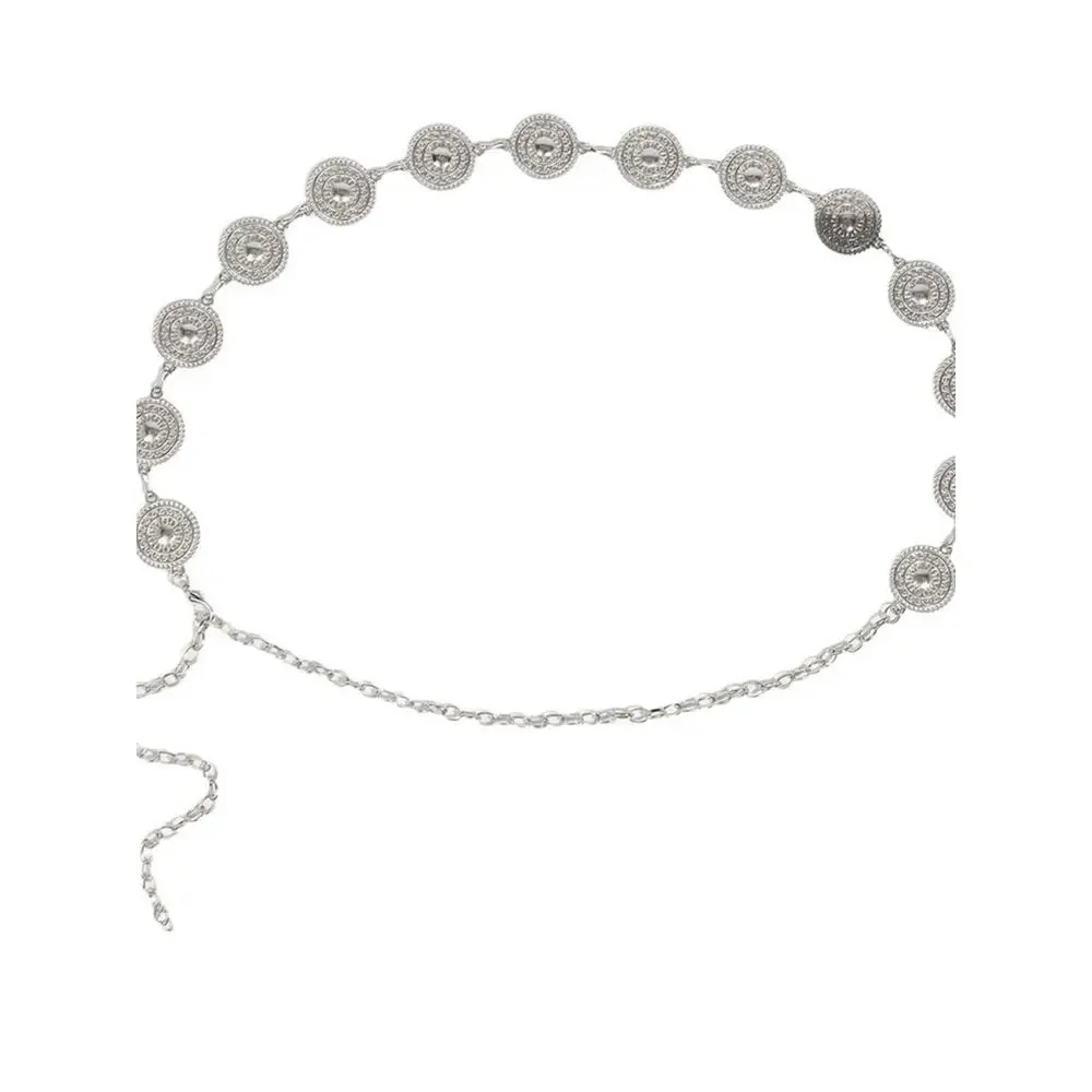 Silver Bohemian Medallion Chain Waist Belt